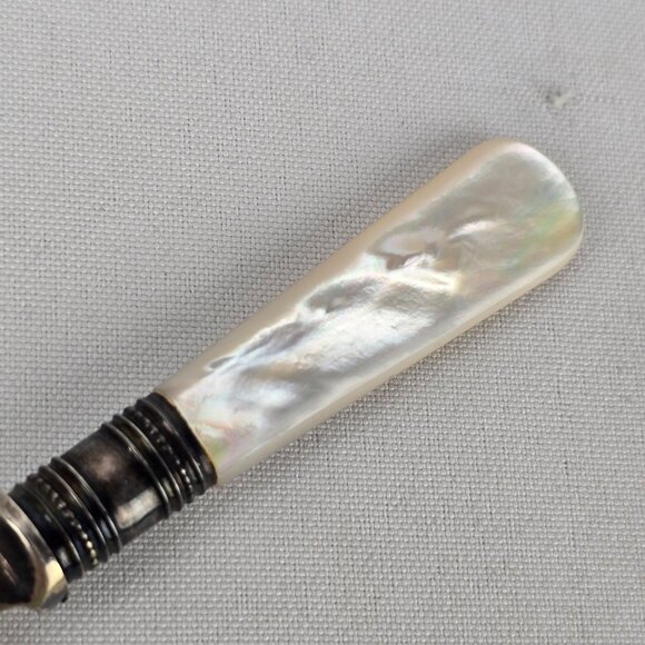 Vintage Horn Handle Abalone Schell Fork & Knife - Picture 6 of 16